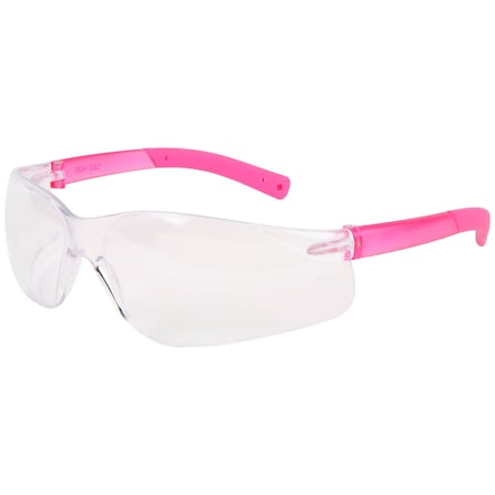 Mcr Safety BearKat (BK2), Safety Glasses, Duramass Hard Coat, Polycarbonate Lens, Pink Frame, Frameless, 12 PK BK220